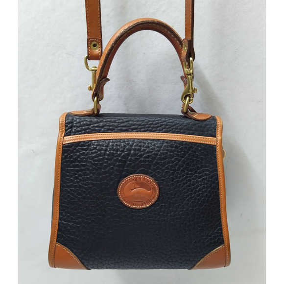 Dooney & Bourke Black Pebbled Leather Buckle Satchel Bag - Vintage Made in USA - Picture 3 of 16